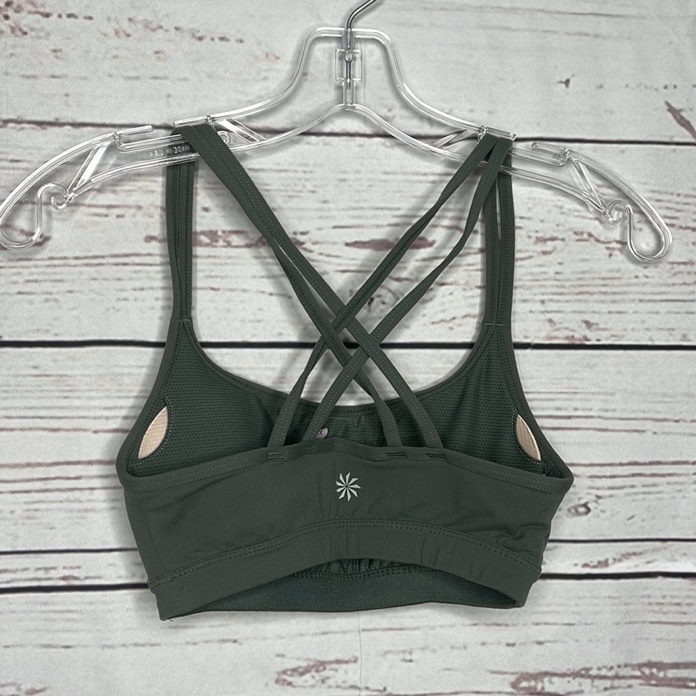 Athleta Criss Cross Strap Detail Removable Cups Bra Green Sz XXS! - Picture 3 of 6